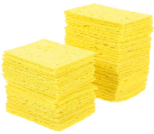 VILLCASE 50pcs Soldering Sponge, High Temperature Cleaning Sponge for Solder Iron Welding Head Cleaner Lightweight Anti-Scald Design Soldering Iron Tip Cleaner for PCB Board
