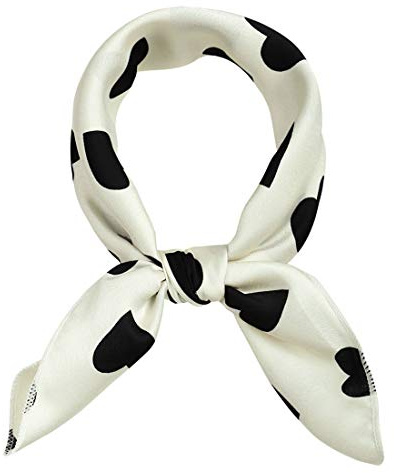 sourcing map 50cm Women Love Heart Small Square Scarves Kerchief Head Neck Scarf Neckerchief White Big Dot