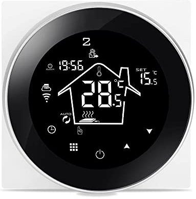 KETOTEK Thermostat Connecté WiFi pour Chauffage au Sol électrique programmable 16A, Intelligente Thermostat Ambiance Plancher Chauffant Compatible avec Alexa, Tuya/Smart Life APP Noir