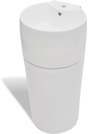 Lavabo de Cerámica Moderno Blanco con Orificio de Grifo - Diseño Elegante para Baño y Aseo