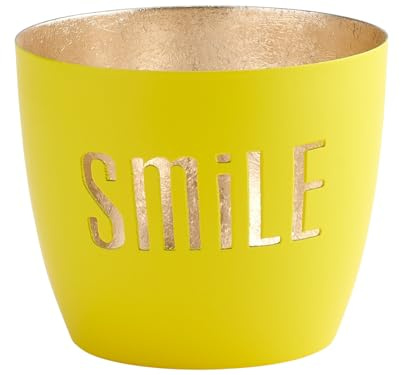Giftcompany Madras Windlicht M Smile neon gelb/Gold 8,5cm