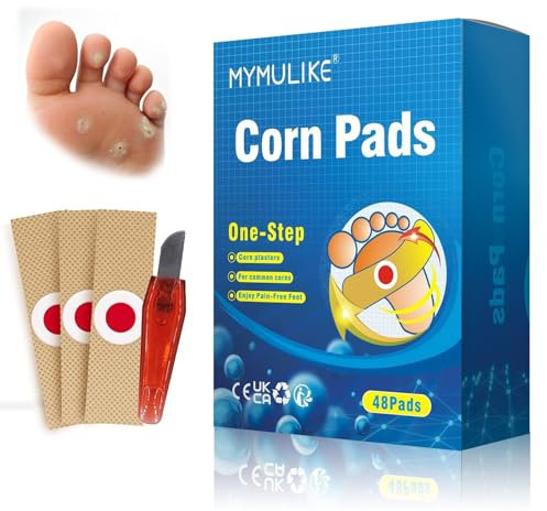 Corn Pads, 48pcs MYMULIKE Corn Removal for feet, Corn Plasters, Corn Removal Pads, Corn Cushions, Corn Plaster for Foot and Corns Removal Relief Corn Pain