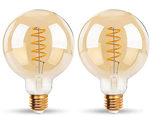 EXTRASTAR Spiral Vintage LED Light Bulb, 6W G80 E27 Bulb, 42W Equivalent, 500LM, 2200K Warm White Energy Saving Globe Decorative Bulbs, Retro Antique Filament Lamp, Non-Dimmable, Pack of 2