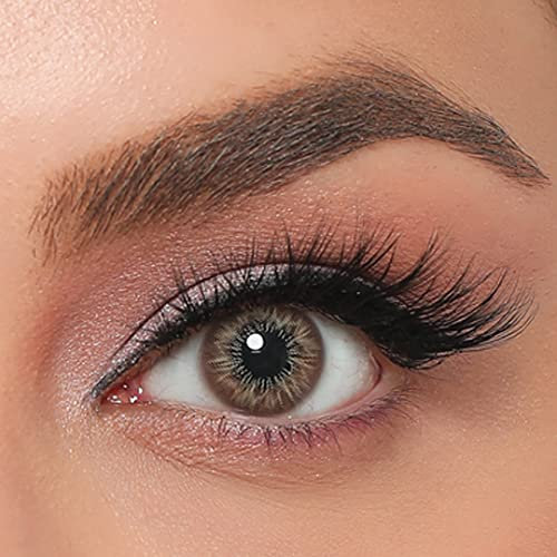 LA' BELLA farbige Kontaktlinsen HAZEL (Dioptrien -0.00) – PREMIUM SERIE, stark deckende Monatslinsen für 3 Monate, marmorierte Haselnuss-braune Farblinsen, perfekt für dunkle Augen