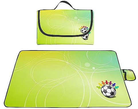 TengYuer Picknickdecke 180x200cm Stranddecke Wasserdicht Sandfrei Isoliert Faltbar Strandmatte mit Tragegriff Outdoor Campingdecke XXL für Camping Parks Strände Picknick Cyan Gelb