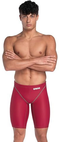ARENA Powerskin ST Next Men’s Racing Jammer Competition Swimsuit Sports Athletic Swim Team Championship Tech Suit, Deep Red, Size 26