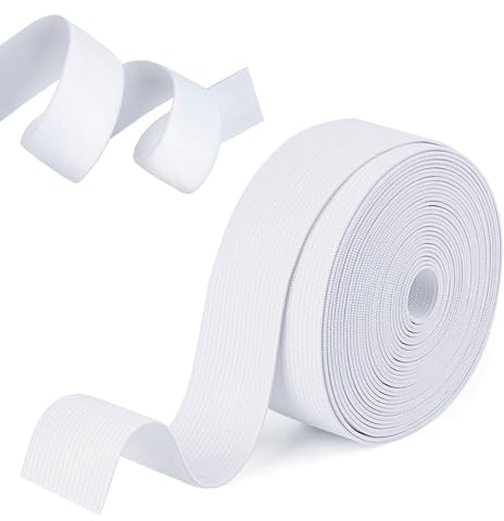 Nastro Elastico, 10 Metri di Corda Elastica, Elastici da Cucire, 15mm per Elastici per Pantaloni, Fai da te, Tessuti per Cucire, non Facilmente Deformabili, Bianco | Per pantaloni elastici fai da te, tessuti per cucito, non facilmente deformabili