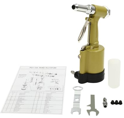 Pistolet à rivetage pneumatique avec 4 embouts, taille des rivets 2,4 à 4,8 mm, pince à riveter à air comprimé pour tôles en aluminium, fer, acier inoxydable