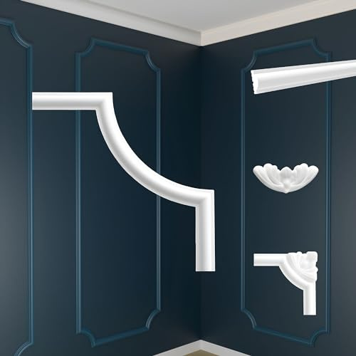 MARBET DESIGN Revestimiento mural - Decoración mural segmentada Poliestireno expandido - Enrejado de Pared Moldura de Pared Segmentos Moldura de Pared Decoración (NE-27-01 220x220 mm, 4 Unidades)