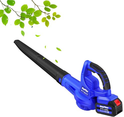 Akku Laubbläser Kabellos Gebläse bis zu 110 Km/h Luftstromgeschwindigkeit mit 4.0Ah Akkus und Ladegerät für Garten, Rasenpflege, Gartenarbeit, Schneeräumung