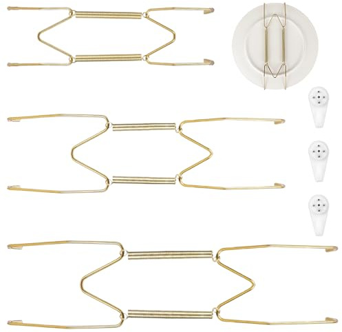 3er-Pack Telleraufhänger für Wände, Wandtelleraufhänger aus Edelstahl, 81012 Tellerhalter zum Präsentieren an der Wand, goldene Teller-Wandaufhänger für 7,5-12,5 Große Dekorati