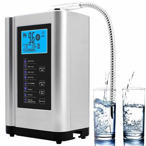 DDZJTPP Máquina Ionizadora De Agua Alcalina,Generador De Hidrógeno,Purificador De Sistema De Filtro De Agua para El Hogar para Agua Alcalina ácida Ph3.5-10.5,Limpieza Automática,Silver