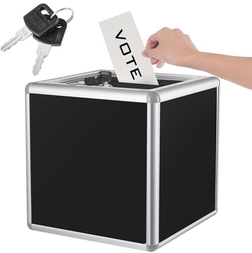 Lineshading Spendenbox aus Acryl mit Schlitz und Schloss, große, transparente Wahlurne für Spendenaktionen, Zeichnungen, Aufbewahrungsbehälter, Spitze, Glas, Wohltätigkeitsorganisation, 25,4 x 25,4 x