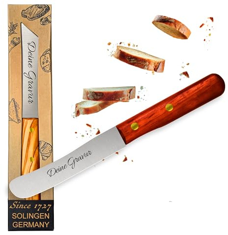 Personalisiertes Frühstücksmesser Solingen mit Holzgriff (Padouk, 1x Glattschliff)