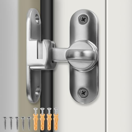 Adorila Barn Door Lock, 90/180 Degree Flip Heavy Duty Sliding Door Lock Latch, Small Door Bolt Latch Lock for Barn Door Cabinet Window Closet Door (Silver)