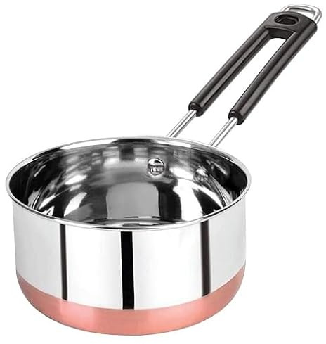 BishtHub Copper Steel Saucepan Tea Coffee Pot & Pan Sets Patila Sauce Pot Milk Boiler With Handle For Kitchen Cookware Item Kitchen Utensils- 1500 ml, (Pack Of 1)