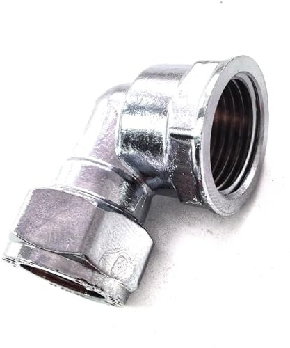 Bag of 2-15mm x 1/2 Female Chrome Elbow (Known as 15mm Chrome Compression Elbow / 15mm Chrome Elbow Also Available in 15mm, 22mm, 28mm, 1/2 inch BSP, 3/4 inch BSP and 1 inch BSP)