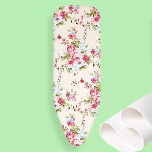 QSPNVFB Copriasse da Stiro Termoriflettente 100x34 Cm 110x34 CM, Copritavolini da Stiro Grande con Imbottitura Spessa, Copri ASSE da Stiro con Elastico(Beige,13x44 inch (110x34 cm))