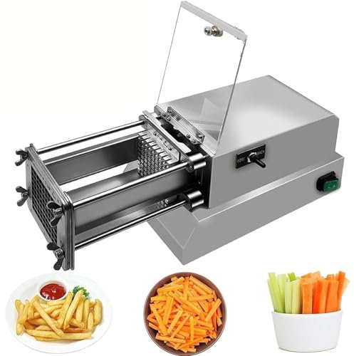 Dfdieratve Electric French Fry Cutter Automatic Potato Cutter Machine Commercial French Fry Maker Cutter Household with 1/2 & 3/8 & 1/3 Inch Stainless Steel Blades for Cucumbers, Carrots