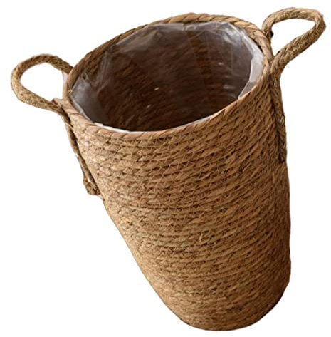 MERRYHAPY Geflochtener Pflanzkorb Blumentopf Für Innen Mittlere Größe Aus Robustem Natur Rattan Vielseitiger Aufbewahrungskorb Für Blumen Dekoration Und Organisation Zuhause Büro Balkon