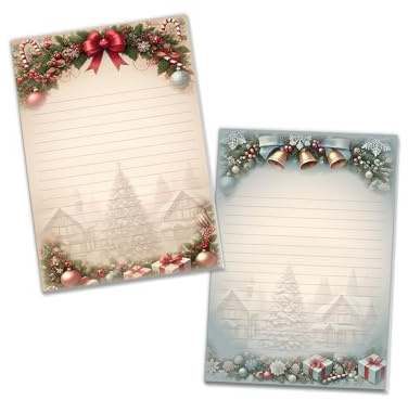2 bunte Schreibblöcke liniert im Set Motivpapier Weihnachten Christmas Silvester Winter Wichtelgeschenk für Kinder Jungen Mädchen (2 Blöcke A5 mit je 25 Blättern)
