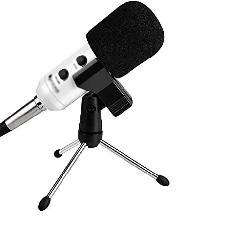 UHJKLA Microfono a condensatore Presa USB Adatta per insegnamento Online Riunione Chat con treppiede Supporto Microfono Clip