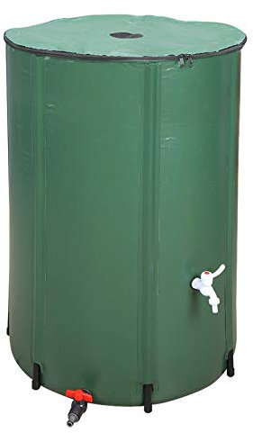 100 Gallon Collapsible Portable Rain Barrel with Zipped Lid Drain Tap Filter Spigot and Overflow Kit Rainwater Collection System Storage Container