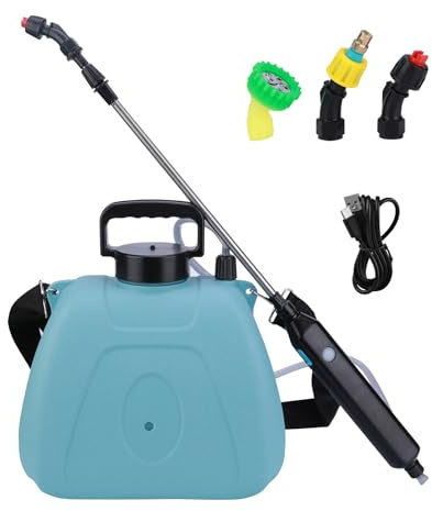 Wowlela Spruzzatore a pressione 7 litri elettrico da giardino con 3 ugelli per nebbia, spruzzatore elettrico ricaricabile USB con tracolla regolabile per irrigazione, concimazione, siringa per erbacce
