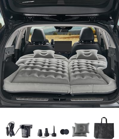 VEVOR Matelas gonflable pour voiture, lit gonflable épais et floqué, matelas de couchage portable confortable et durable avec pompe à air, embout et sac de transport, pour la plupart des SUV MPV, gris