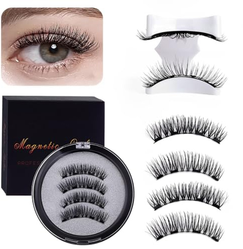 Ciglia Finte Magnetiche Naturali, Ciglia magnetiche riutilizzabili con applicatore, non necessita di colla, facile da indossare e rimuovere, ciglia finte