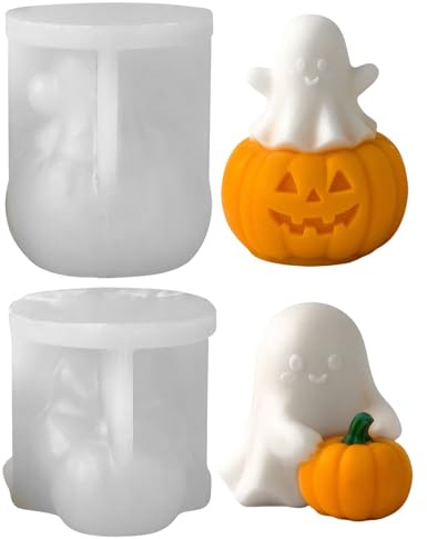 Stampi in silicone per Halloween, 3D per zucca, spiriti di zucca, candele, artigianato