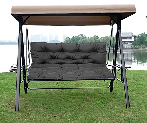 Cuscino impermeabile per panca da esterno a 3 posti, con cinghie, imbottitura spessa, per dondolo da giardino, colore grigio scuro, 120 x 100 x 10 cm