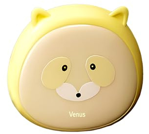 Venus® Kontaktlinsenbehälter Animal Design, Contact Lenses case mit Spiegel, Flasche, Pinzette & kontaktlinsen einsetzhilfe – Linsenbehälter für weiche & Harte Linsen (Gelbe Panda)