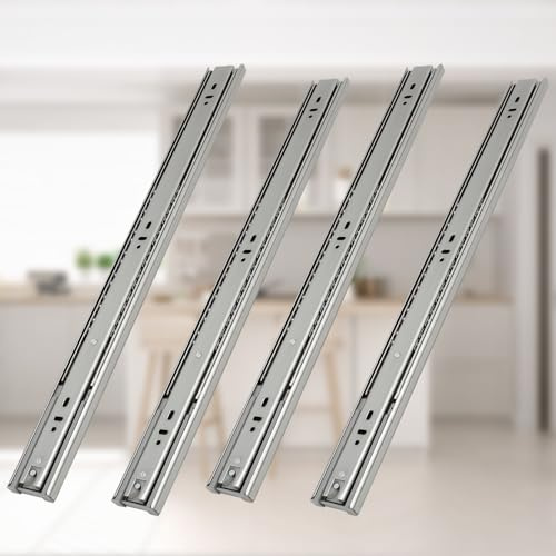 Monucep Juego de 4 rieles para cajones, 650 mm, sistema de rieles con autocierre