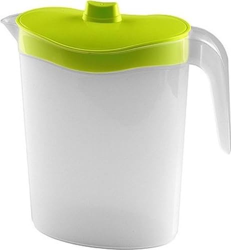 Caraffa in plastica con filtro ghiaccio, 1,5 l, per frigorifero, senza BPA, graduata, antigoccia, per acqua e succhi (verde)