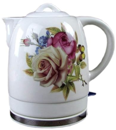 RAABYU Bollitore Elettrico in Ceramica da 1,8 l, 1200 W, per tè e caffè, con bollitore e spegnimento di Sicurezza.