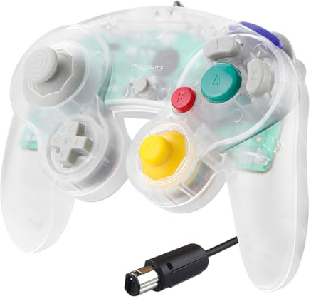 YOFDAL Controller cablato gamepad compatibile con console retro, controller classico a vibrazione 1 pacchetti con cavo per Wii PC Switch USB controller compatibile multiplayer joystick ergonomico