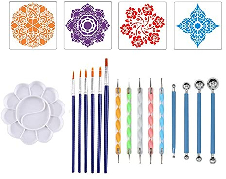 Set da 20 pezzi Mandala punteggiatura strumenti fai da te stencil palla stilo tavolozza pennelli per tela rocce colorazione disegno artigianato forniture artistiche