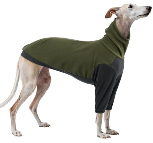 Whippet-Pullover für Hunde, Winterpullover für Whippet mit Halswärmer, italienische Windhunde, warm, bequem für Windhunde, Armeegrün, Größe S