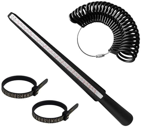 US UK Ring Sizer Set, Detachable A-Z Finger Gauge with 2 Measuring Belts, Portable Plastic Ring Size Tool for Wedding Engagement Ring, Jeweller & DIY Jewelry Making