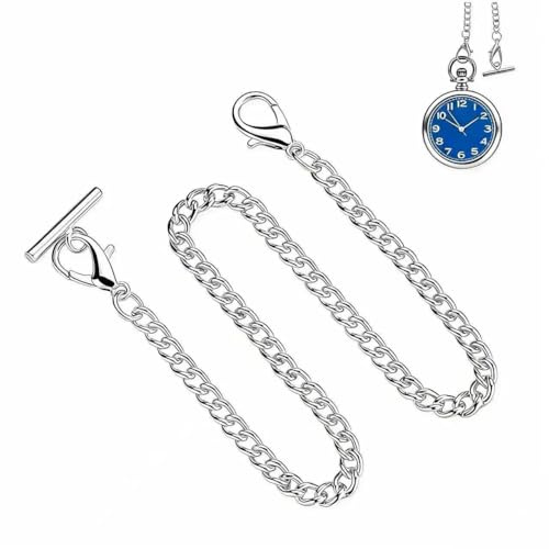 GZLANYA Pocket Watch Chain Albert Vest Chain with T-Bar & Lobster Clasps, 15.75 Inch/40cm，Classic Metal Link for Weddings, Vintage Events, Daily Use - Fits Pocket Watches & Stopwatches