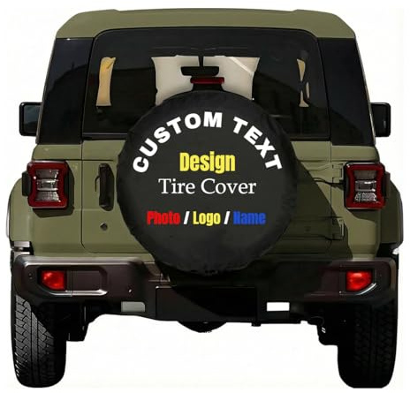 AESTHESTIFY Copriruota di scorta personalizzato per Jeep, SUV, camper e rimorchi con foro per telecamera di retromarcia, con foto, testo o logo personalizzati, in PVC resistente e impermeabile.