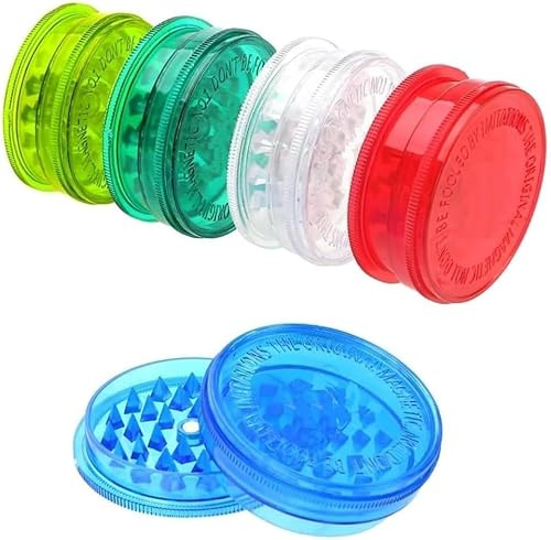 Premium Plastic Herb Grinder – 3 Part Grinder Plastic with Magnetic Lid & Shark Teeth, Portable Spice & Grinders Herb, Assorted Colours, Durable Pocket Size (60mm, 3, Count)