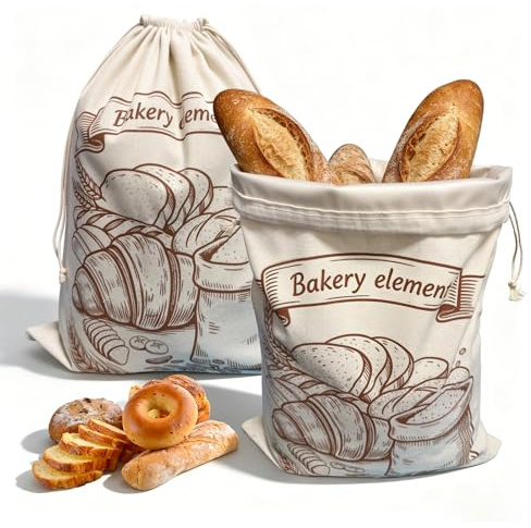 2 Pezzi Sacchetti per il pane di cera d'api, 45 * 35cm, Sacchetti di cotone rivestiti in cera d'api naturale, Conservazione a lunga durata, Per la conservazione di pane, frutta e verdura