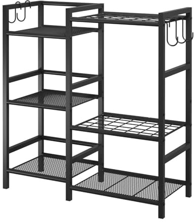 NiLightly Gartenwerkzeug-Aufbewahrung, 3-stufiges Regal mit 35 Schlitzen, Haken, Schubladen für Garage, Schuppen, Rasen