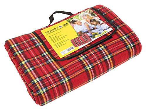 Idena 7570012 - Picknickdecke mit wasserabweisender Rückseite, ca. 170 x 200 cm, XXL, rot - kariert