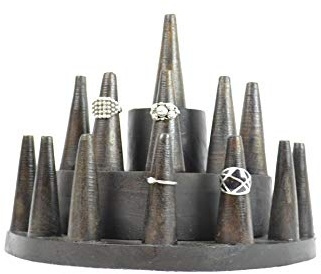 Ringhalter/Etagere Ringe (13 Räucherkegel) aus Holz Braun getönt Schokolade