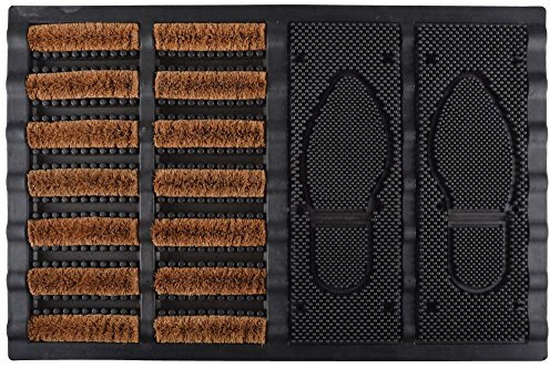 Esschert Design RB188 Schuhbürste, Türmatte, Gummi, Kokosfaser, schwarz/braun, 60 x 40 x 3.6 cm