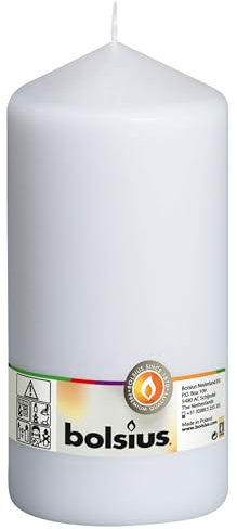 BOLSIUS Qualitäts - Stumpenkerze 200 x 100 mm weiß