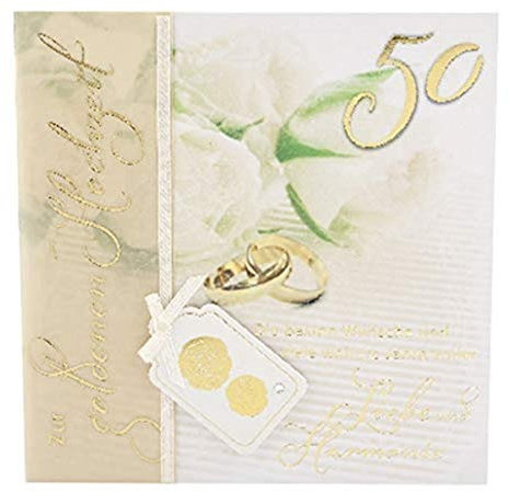 Depesche 4907.048 Emotions Glückwunsch-Karte zur Goldenen-Hochzeit, elegante Grußkarte mit passendem Spruch und Innentext, inkl. Umschlag, 17 x 16,5 cm